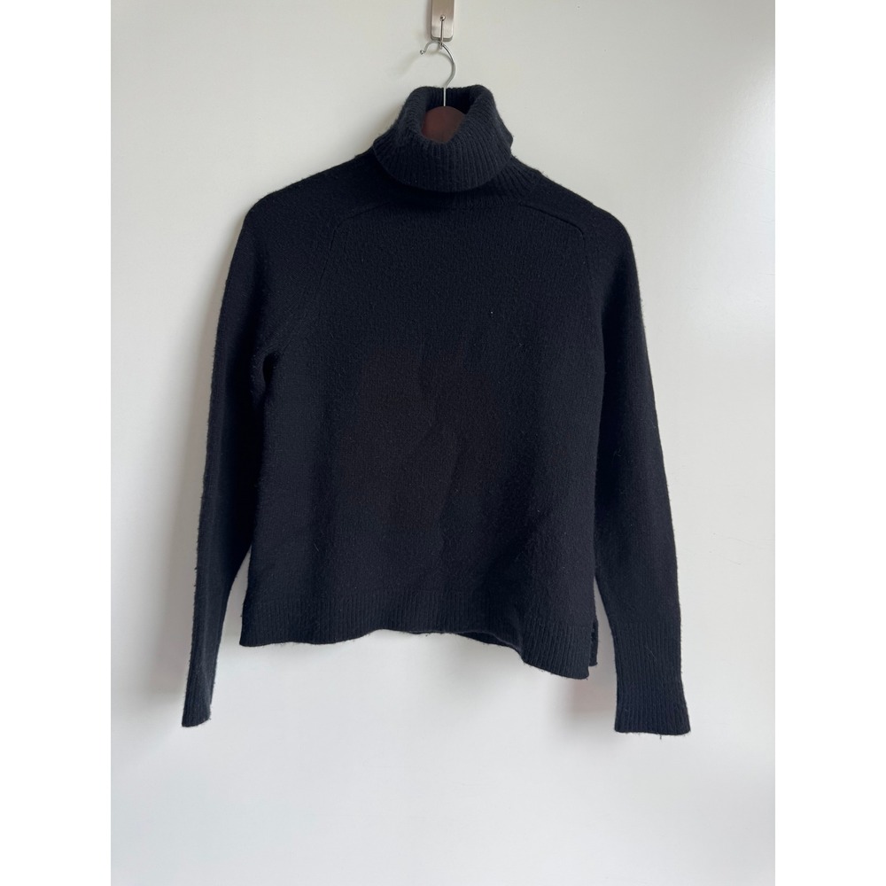 J.Crew Womens Black Wool Cashmere Blend Turtleneck Sweater Medium‎ Raglan Sleeve